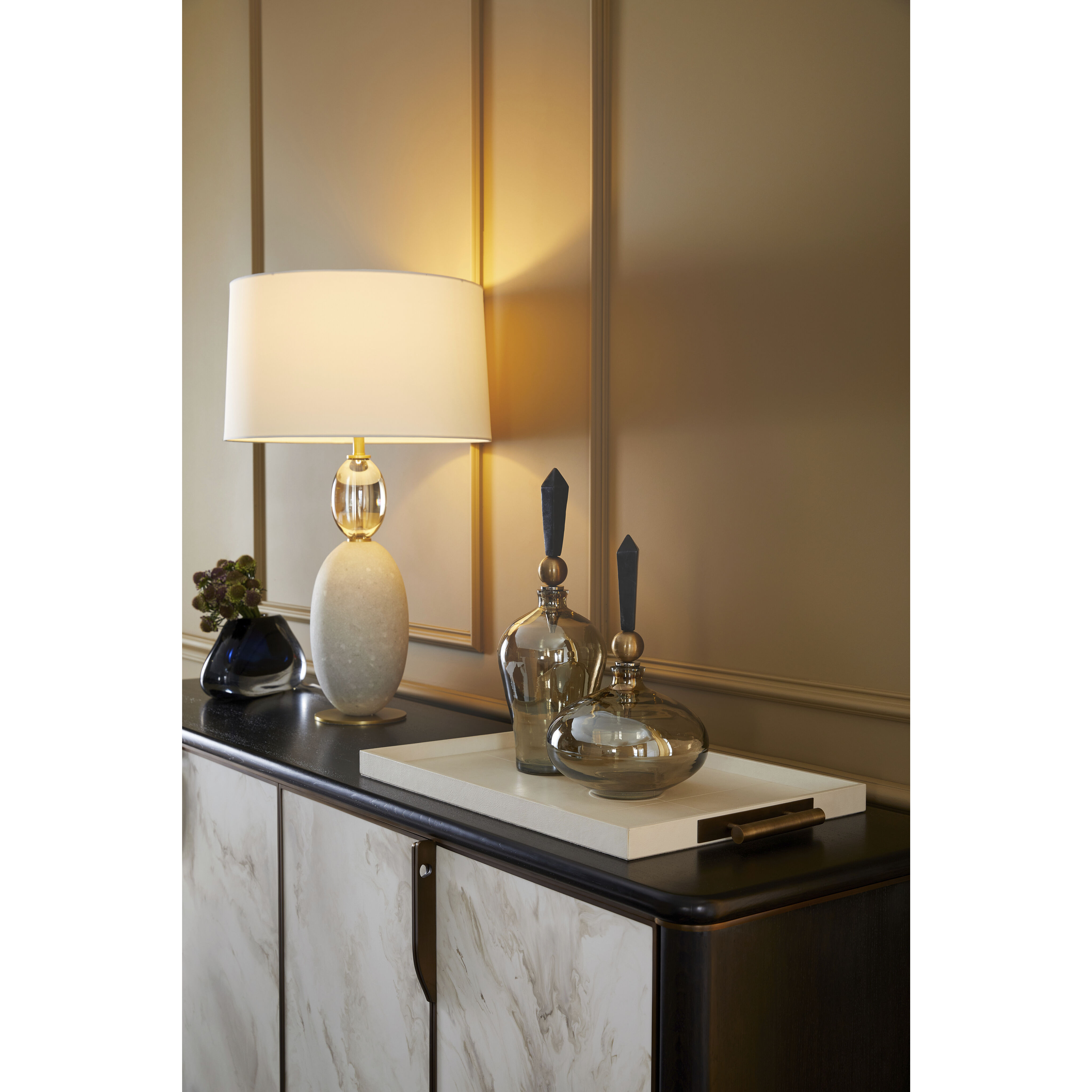 Minato 29 inch 150.00 watt Ivory Lamp Portable Light